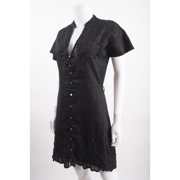 Veronica Beard Womens Archie Eyelet Applique Mini Dress Sz 2 Black NWT NO BELT - Picture 3 of 7